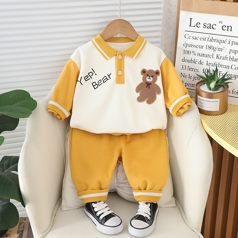 Cute Cartoon Bear Pattern Two Piece Set-kissminis