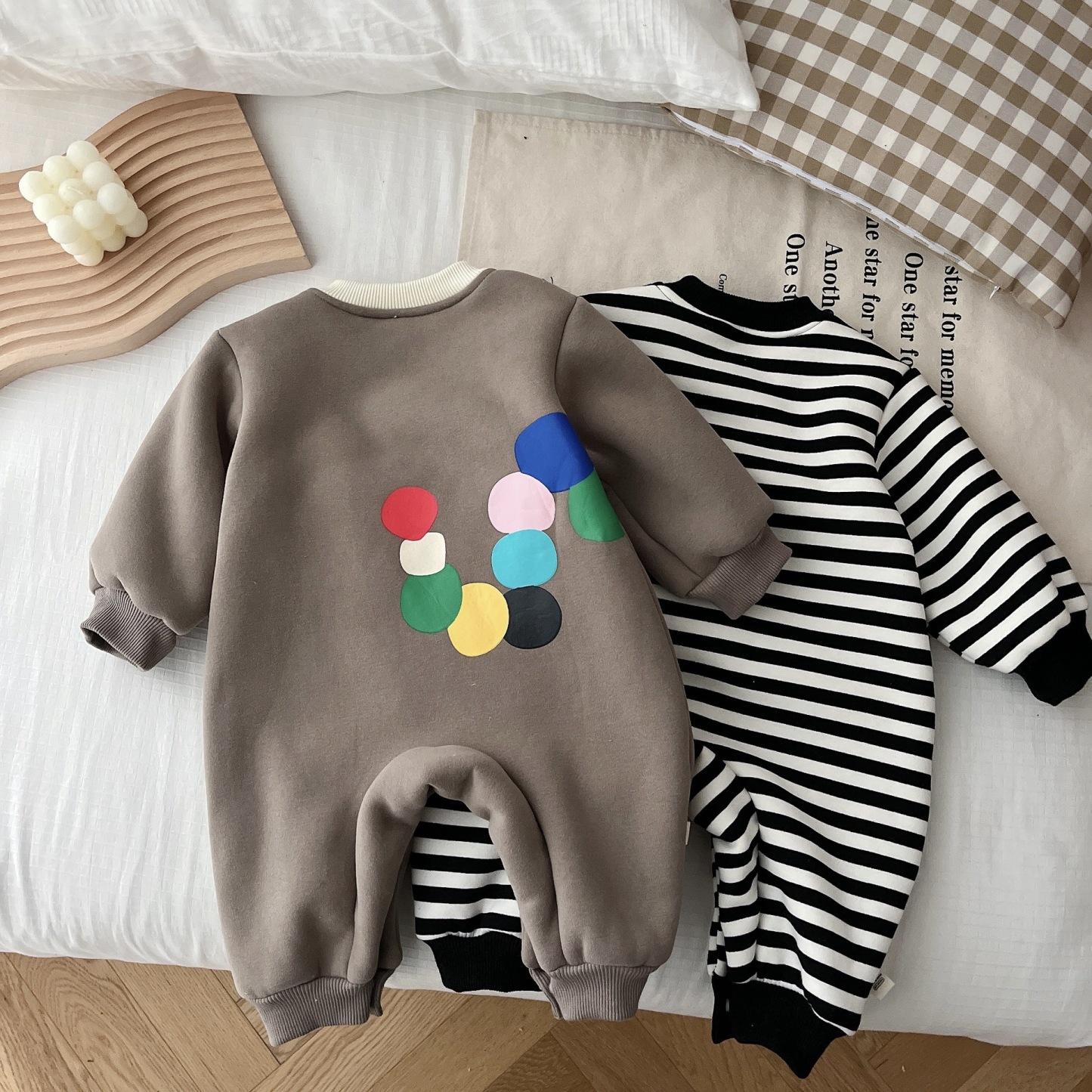 Baby Boy/Girl Cute Caterpillar Pattern Solid Color Striped Long Sleeve Romper-kissminis
