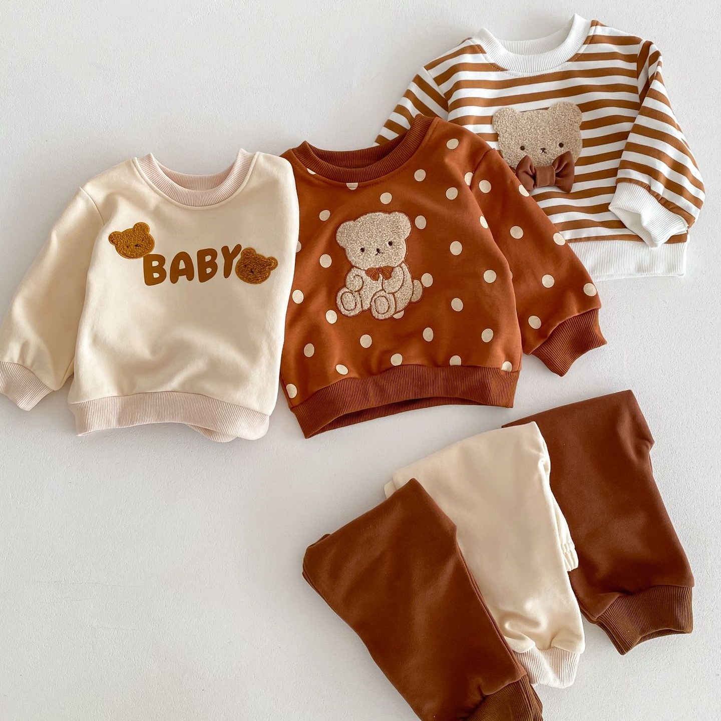 2pcs Baby Boy/Girl Bear Sweatshirt and Pant Set-kissminis