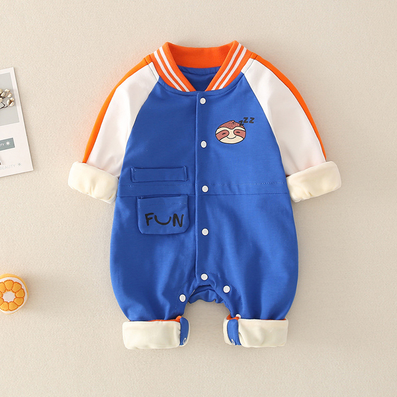 Baby Cute Koala and Letter Print Long Sleeve Baseball Romper-kissminis