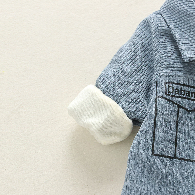 Baby Owls Pattern Solid Color Corduroy Romper-kissminis
