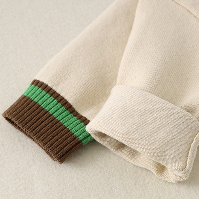 Baby Boy Bar Code Patch Block Color Long Sleeve Knitted Coat-kissminis
