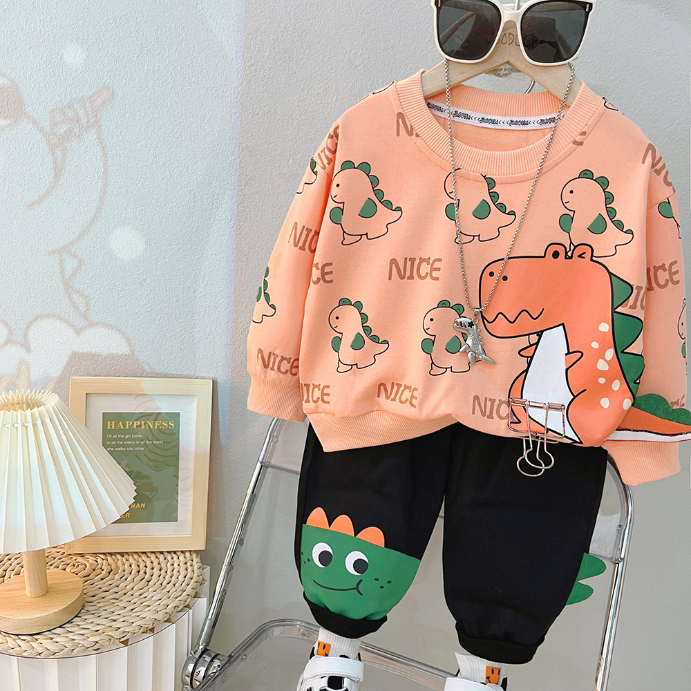 Allover Cartoon Dinosaur Pattern Two Piece Set-kissminis