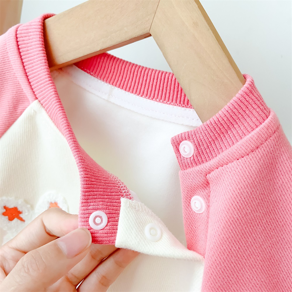 Baby Girl Rabbit and Carrot Patch Long Sleeve Romper-kissminis
