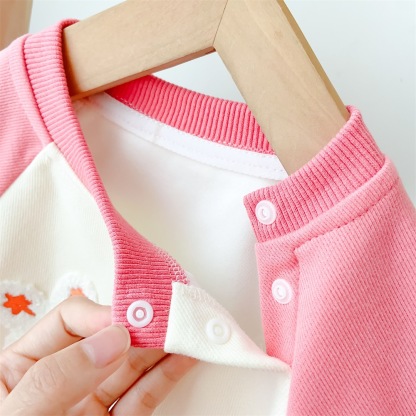 Baby Girl Rabbit and Carrot Patch Long Sleeve Romper-kissminis