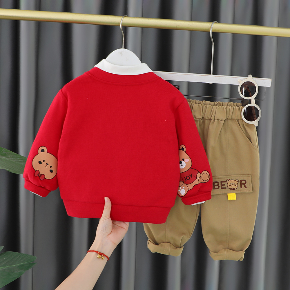3pcs Toddler Allove Bear Graphic T-shirt Sweatshirt and Pant Set-kissminis