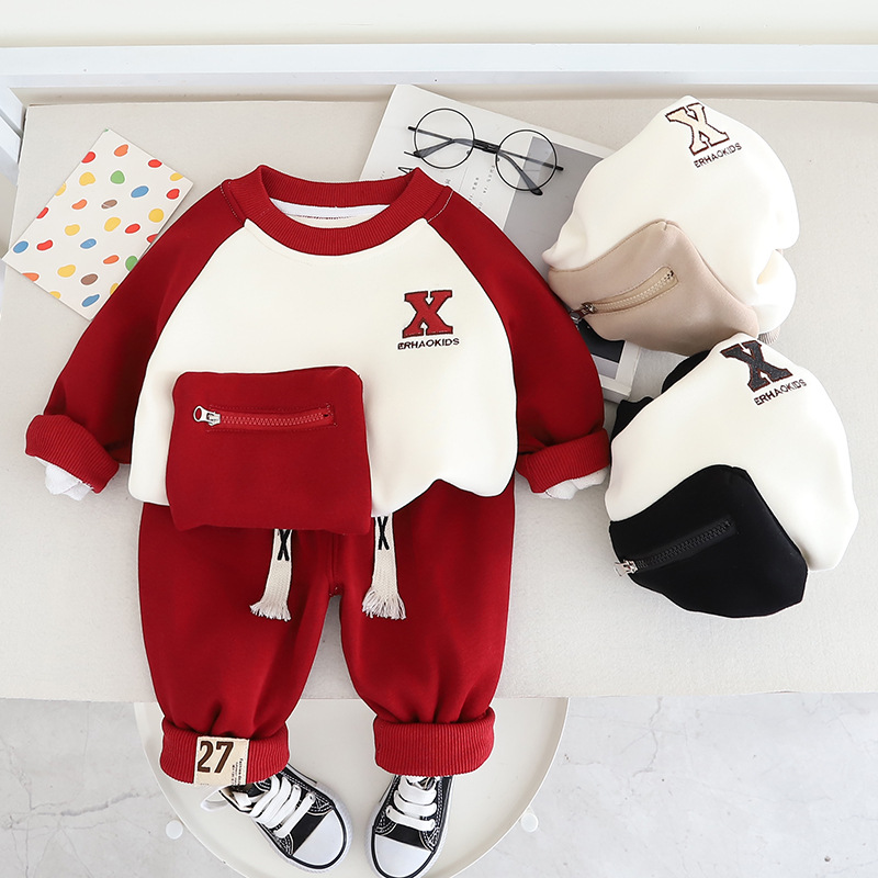 Toddler Boy/Girl X-shaped Pocket Two Piece Set-kissminis