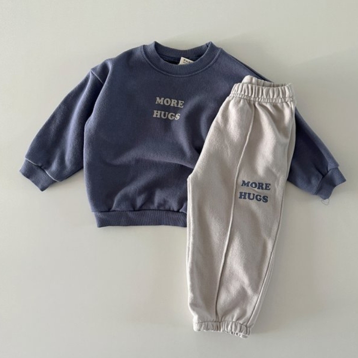 2pcs Baby Solid Color 'MORE HUGS' Sweatshirt and Pants Set-kissminis