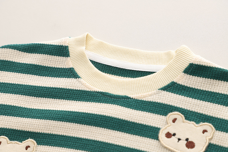 2pcs Toddler Striped and Bear Graphic Sweatshirt and Pant Set-kissminis