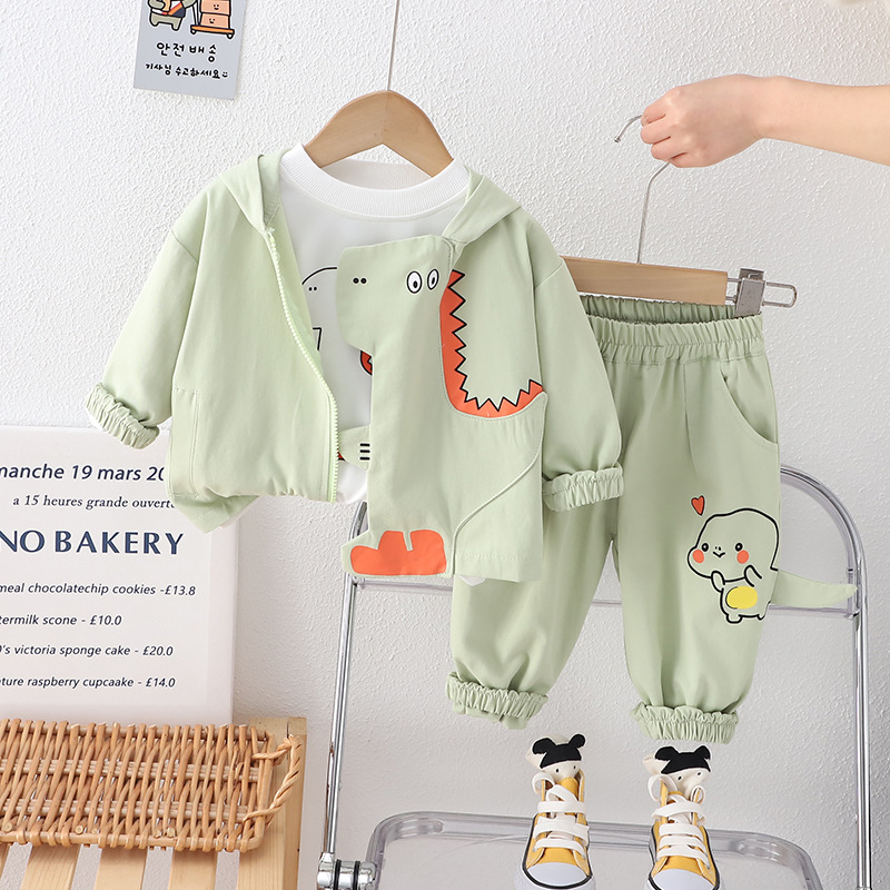Toddler Boy/Girl Dinosaur Print Three-Piece Set-kissminis