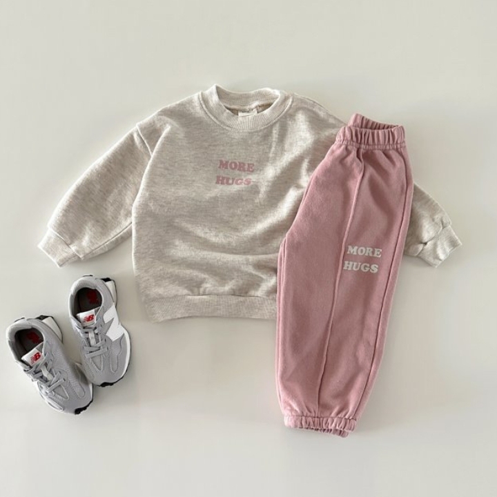 2pcs Baby Solid Color 'MORE HUGS' Sweatshirt and Pants Set-kissminis