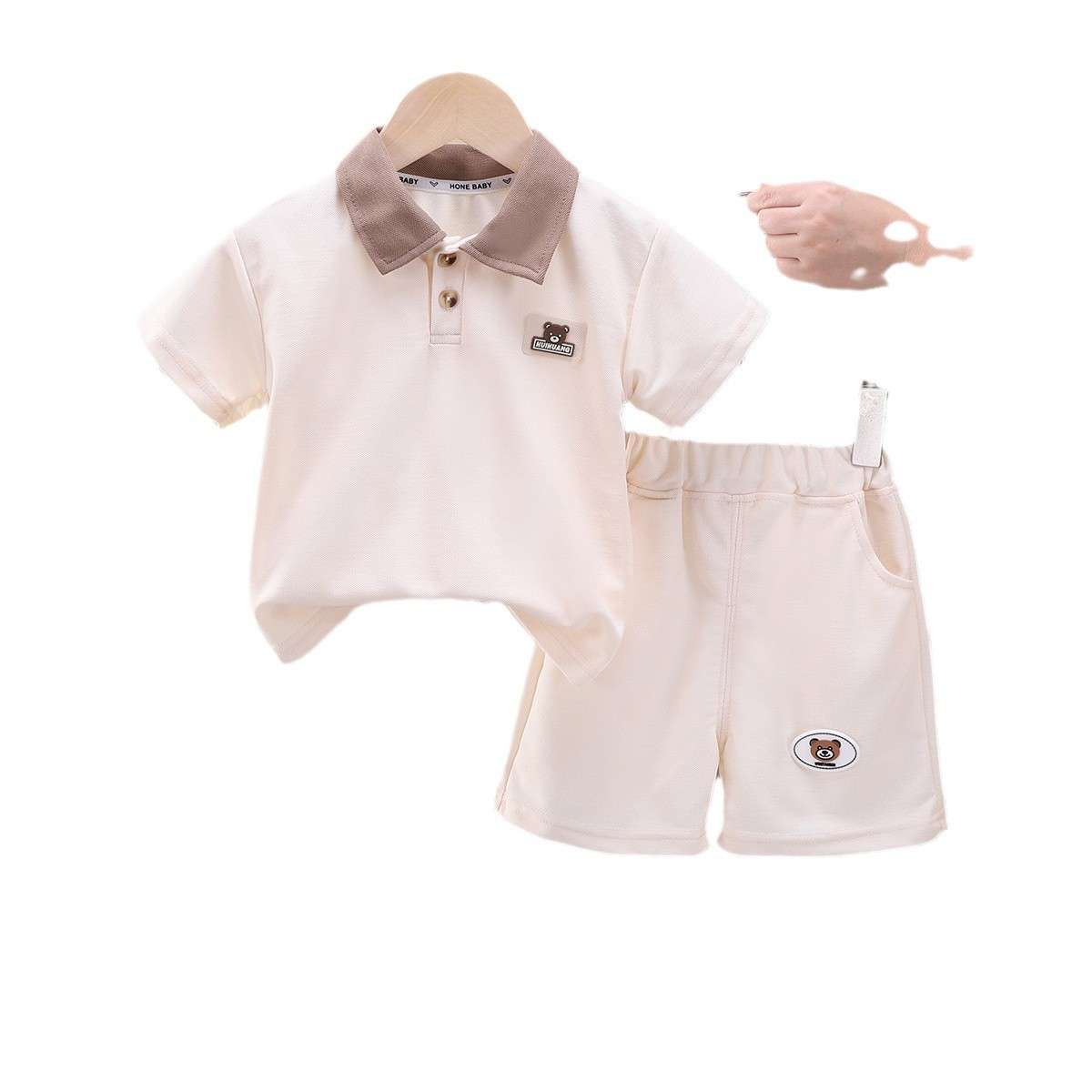 2pcs Bear POLO Shirt and Shorts Set