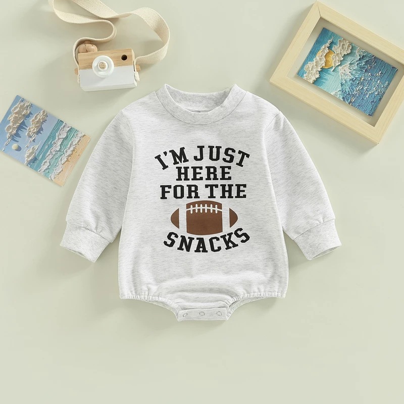Baby Boy/Girl Baseball Theme Letters Print Long Sleeve Bodysuit-kissminis
