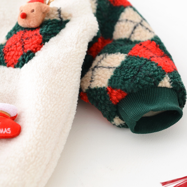 Winter Baby Boy/Girl Christmas Bear Plaid Long Sleeve Romper-kissminis