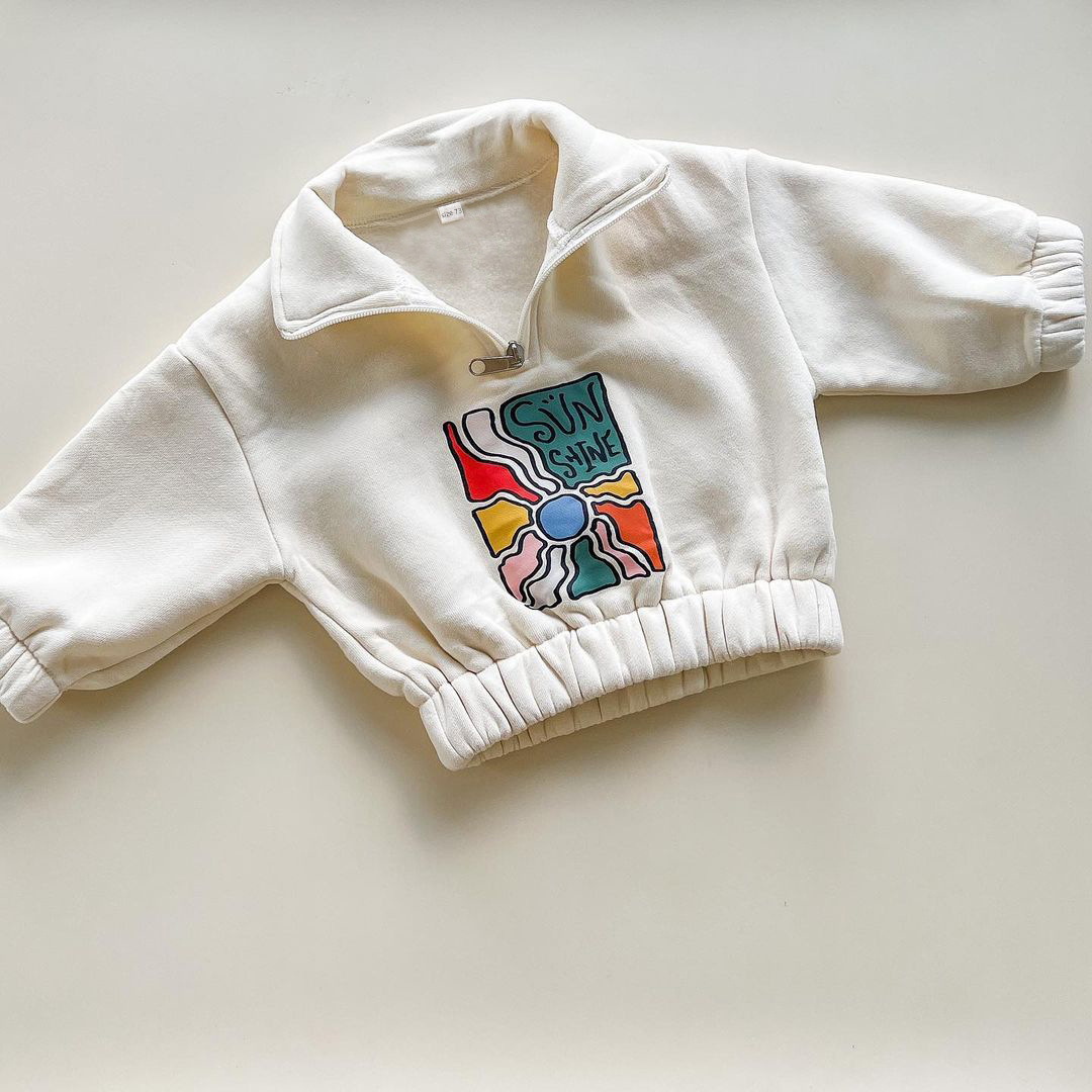 2pcs Baby Boy/Girl Solid Color Letter Print Sweatshirt and Pants Set-kissminis