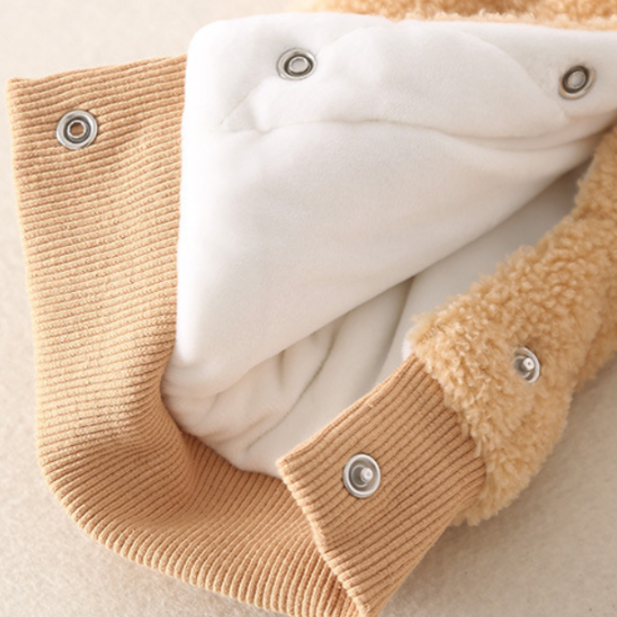 Baby Boy/Girl Winter Bear and Arch Patch Long Sleeve Thicken Hooded Fluff Romper-kissminis
