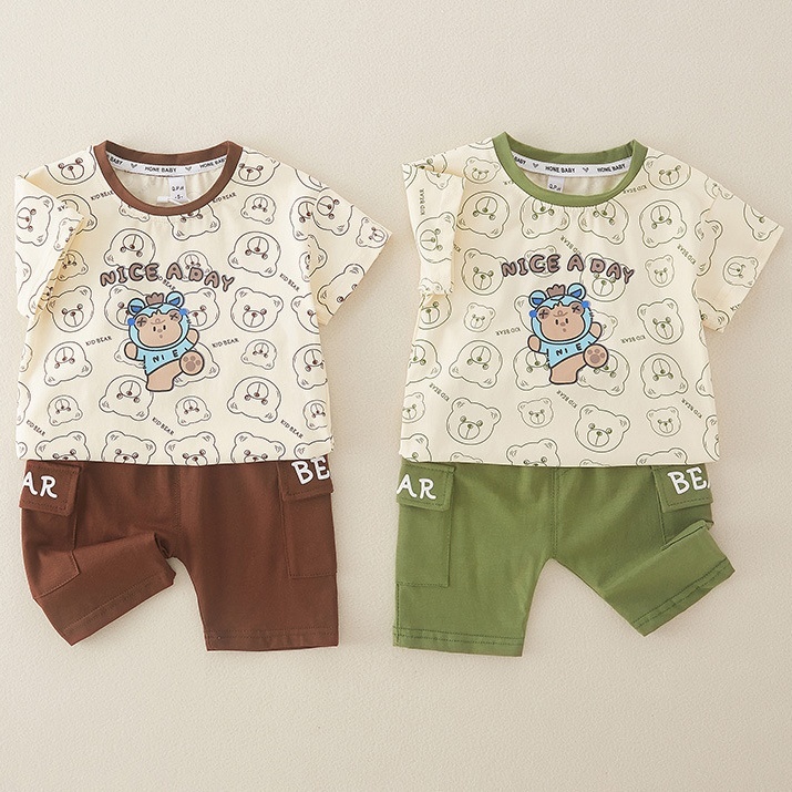 2pcs Baby Boy Nice Bear Print T-shirt with Pant Set-kissminis