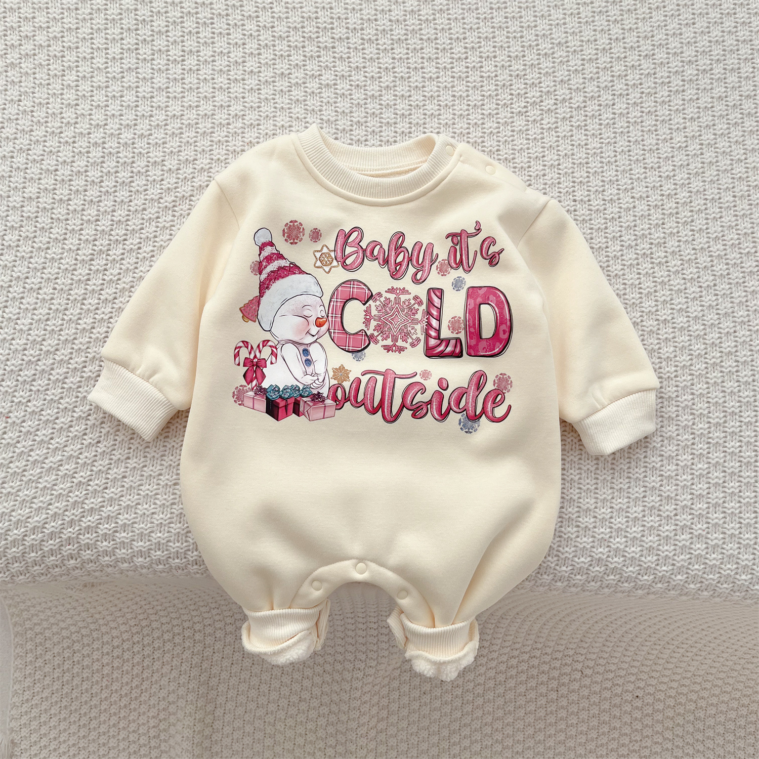 Baby Winter Thicken Cotton Cartoon Christmas Pattern Romper-kissminis