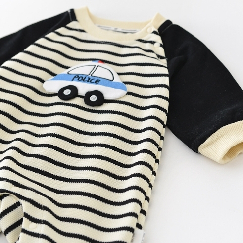 Baby Stripe Car Graphic Romper-kissminis