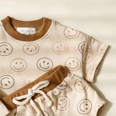 Baby Boy/Girl Smile Print T-Shirt and Pant Set-kissminis