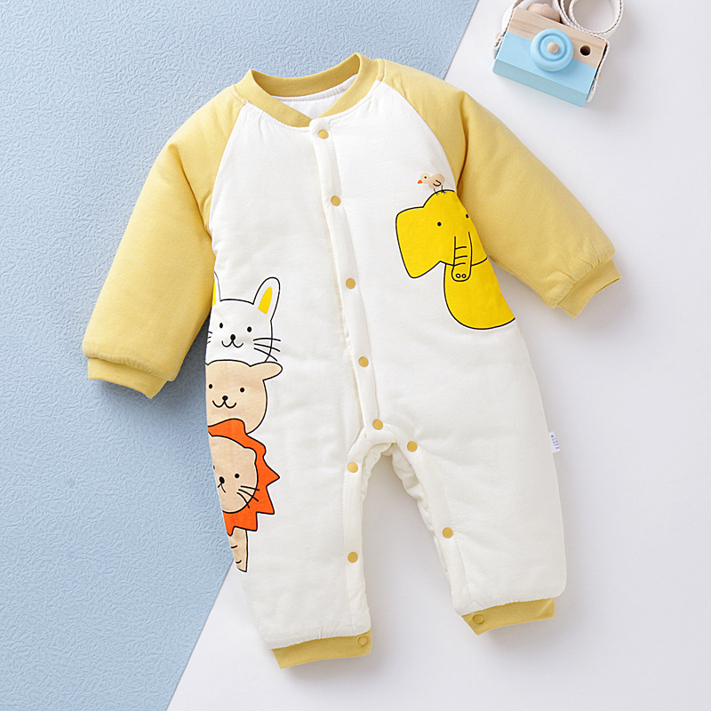 Winter Thicken Baby Boy/Girl Cute Animals Graphic Long Sleeve Romper-kissminis