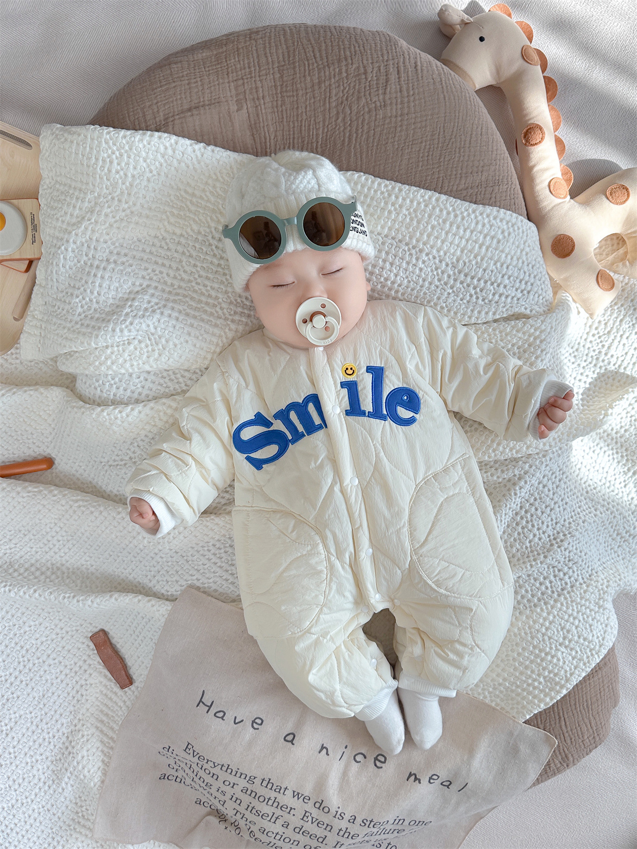Baby Boy/Girl Smile Letter Printing Long Sleeve Romper-kissminis