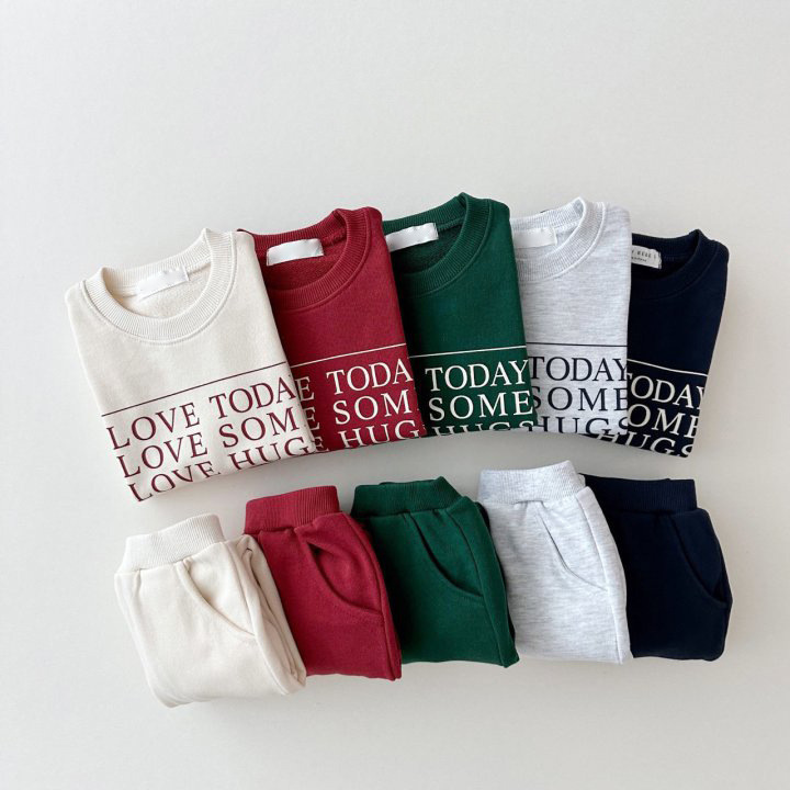 2pcs Baby Solid Color ‘LOVE’ Letter Sweatshirt and Pants Set-kissminis