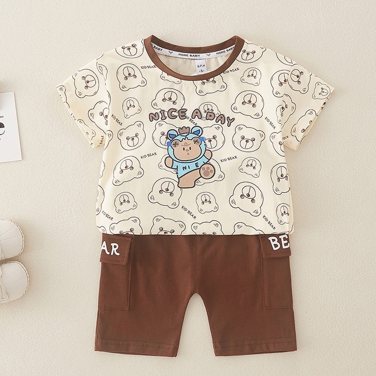 2pcs Baby Boy Nice Bear Print T-shirt with Pant Set-kissminis