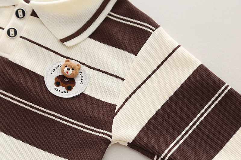 Toddler Boy/Girl 3D Bear Striped Two-Piece Set-kissminis
