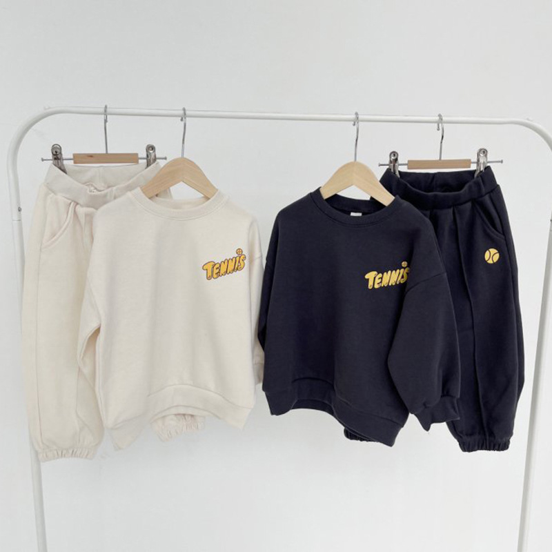 2pcs Baby ‘TENNIS’ Printed Sweatshirt and Pants Set-kissminis