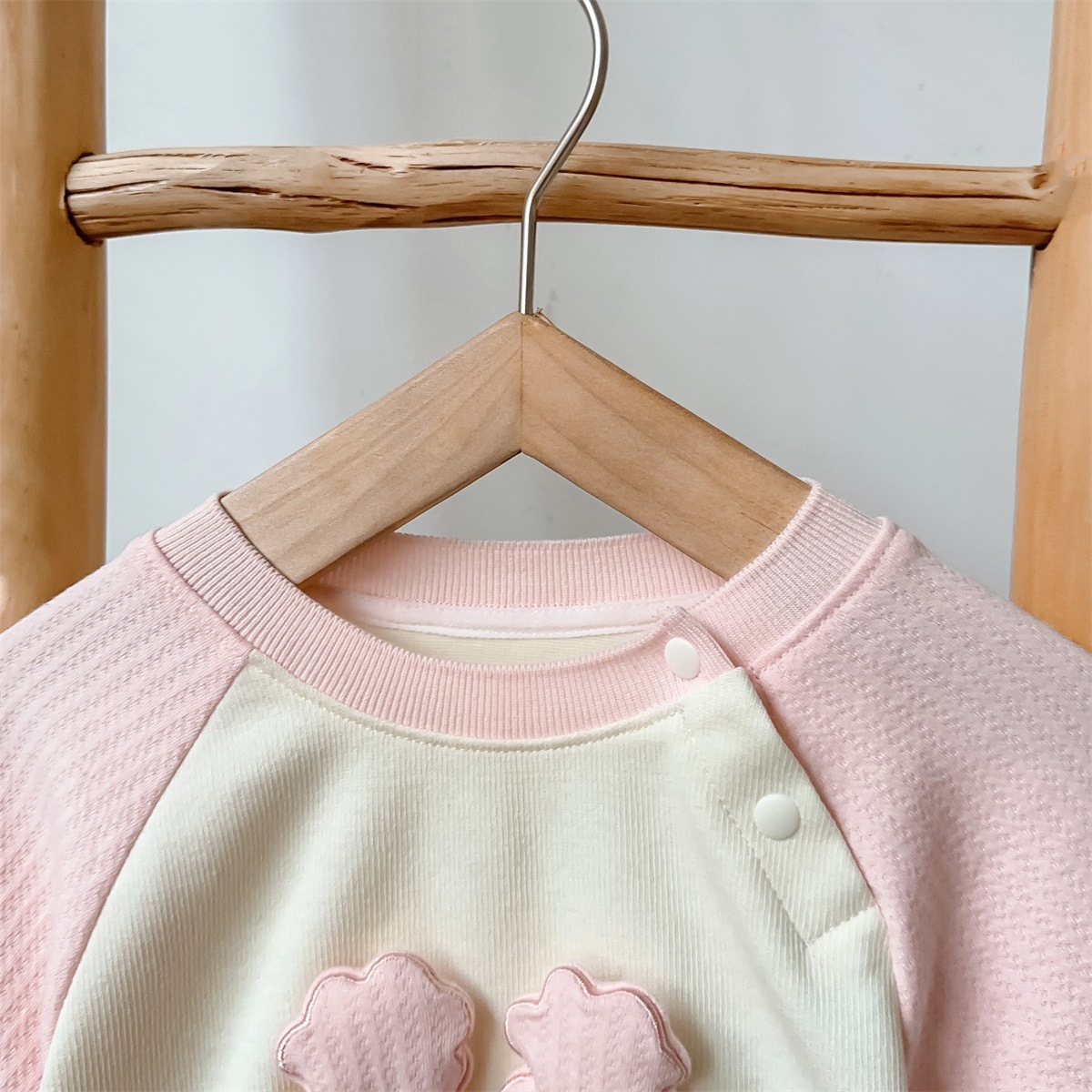 Bunny Face Design and “HAPPY”Text Pink and Cream Romper