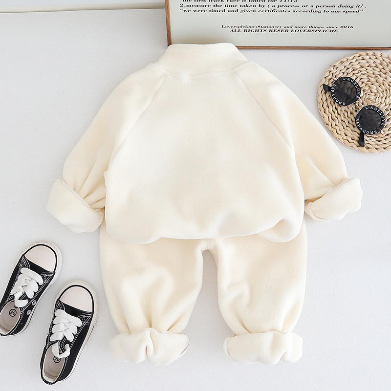 2pcs Toddler Solid Color Bear Graphic Sweatshirt and Pant Set-kissminis