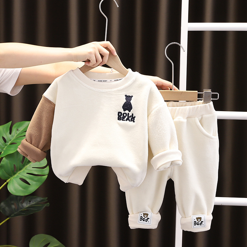 Toddler Boy/Girl Solid Color Cute Bear Two Piece Set-kissminis