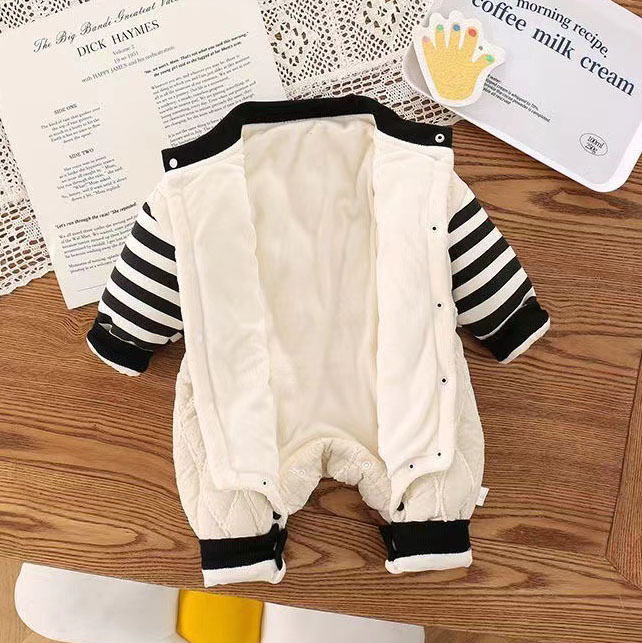 Newborn Baby Boy/Girl Pocket Three-dimensional Bear Clip Design Soild Color Winter Long Sleeve Romper-kissminis