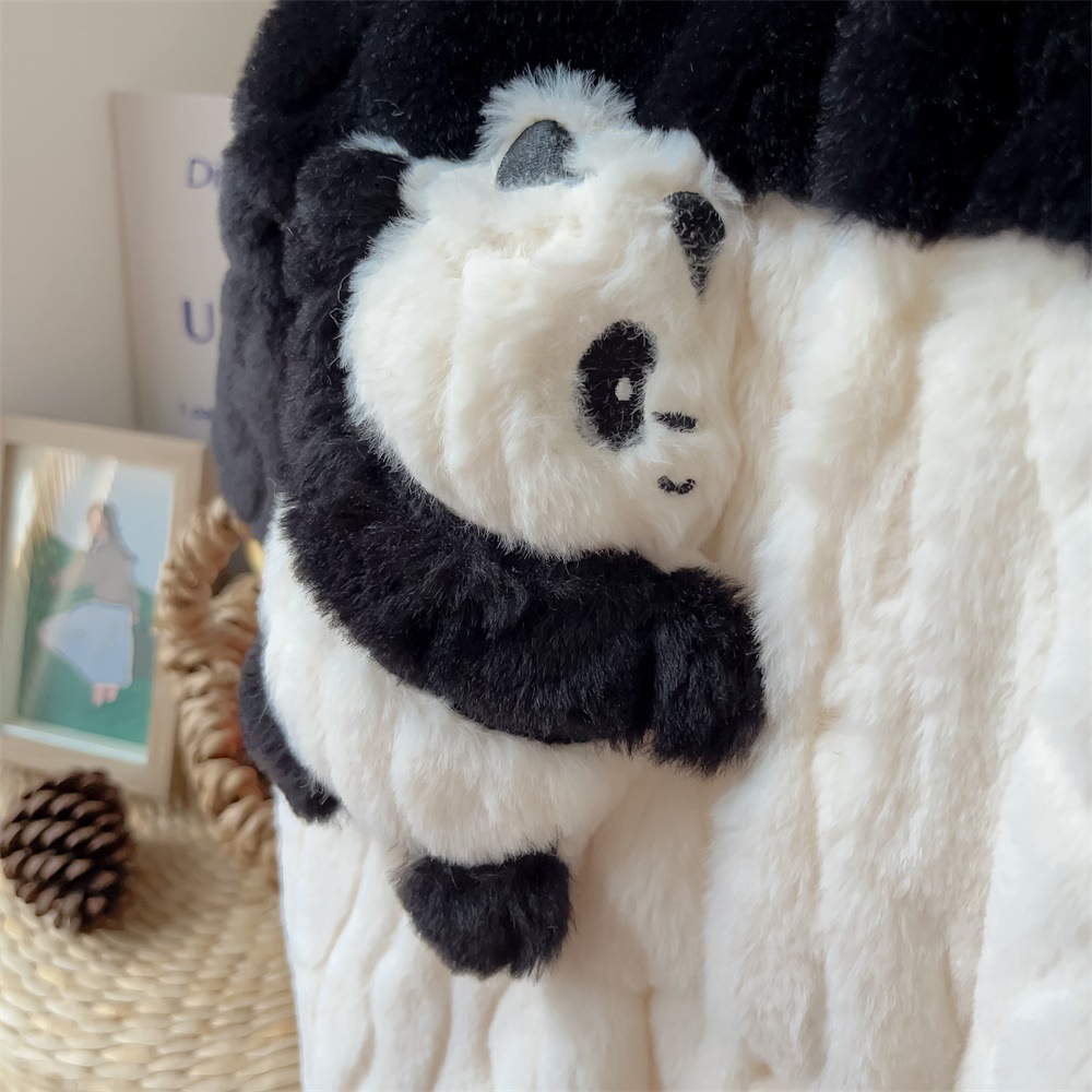 Baby Boy/Girl Cute Panda Design Fluff Long Sleeve Hooded Romper-kissminis
