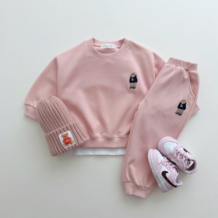 2pcs Toddler Boy/Girl Cool Bear Embroider T-Shirt and Pants Set-kissminis