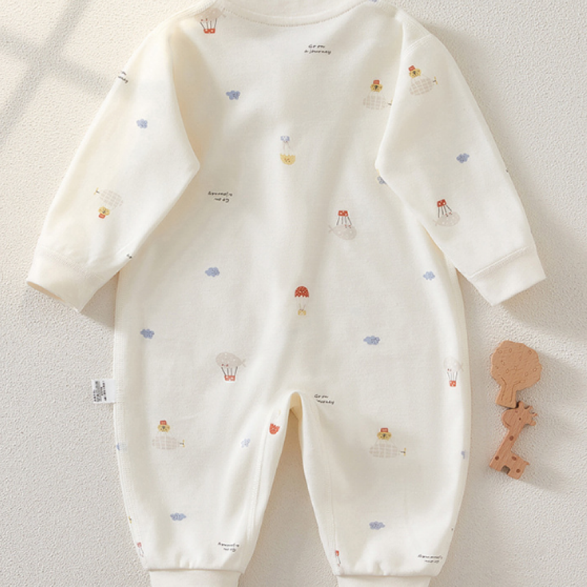 Baby Boy/Girl Cartoon Print Botton Up Long Sleeve Comfortable Romper