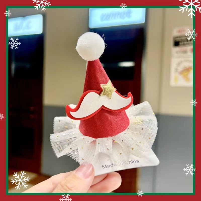 Baby Girl Cute Christmas Style Santa Hat Design Hair Clip-kissminis