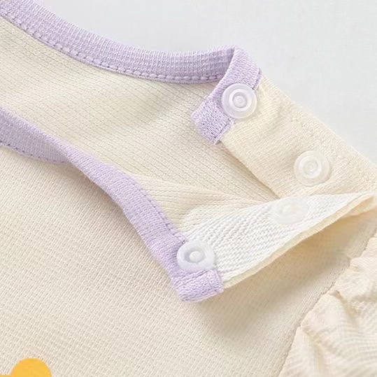 Baby Girl Rabbit Print Puff-sleeve Romper-kissminis