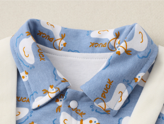 Baby Boy Fake Two Pieces Cute Duck Pattern Long Sleeve Romper-kissminis