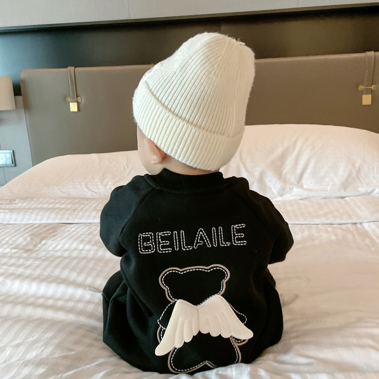 Baby Fleece 3D Angle Print Romper-kissminis