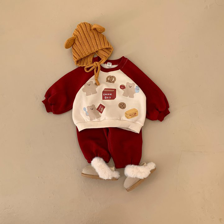 2pcs Toddler Boy/Girl Thicken Cookie Bear Print T-Shirt and Pants Set-kissminis