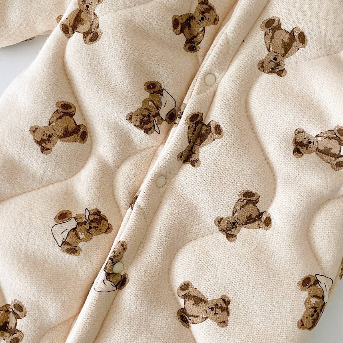 Baby Boy/Girl Allover Cute Bear Pattern Thicken Long Sleeve Romper-kissminis