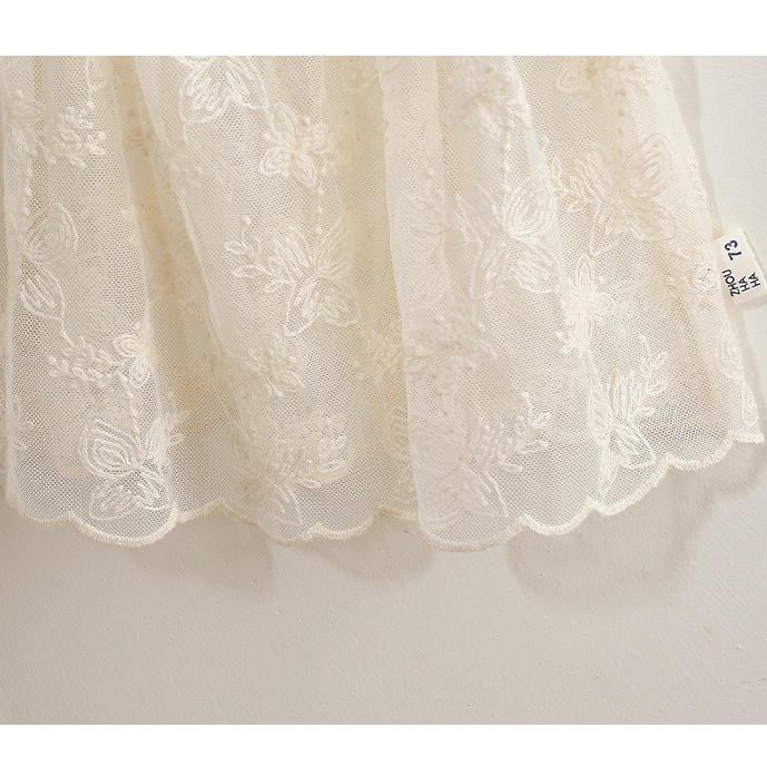 3pcs White Lace - detailed Sleeveless Top and Blue Denim Shorts Set