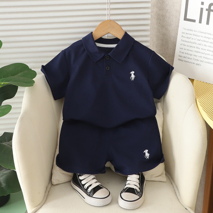 Polo Short Sleeve Shirt and Two-piece Shorts Sets