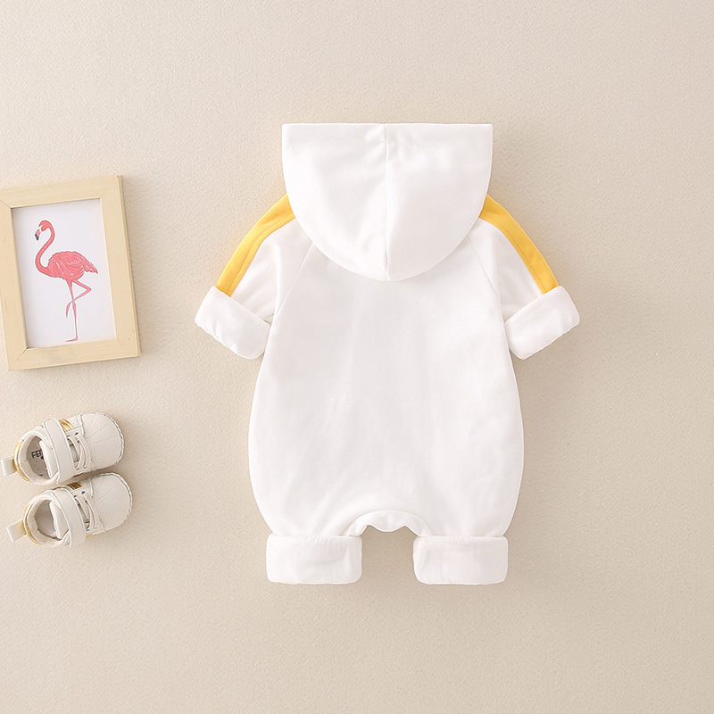 Newborn Baby Bear Pattern Hooded Zippered Long Sleeve Romper-kissminis