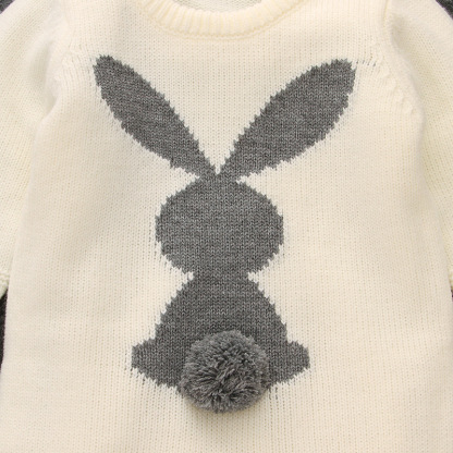 Baby Boy/Girl Rabbit Pattern Long Sleeve Knitted Romper