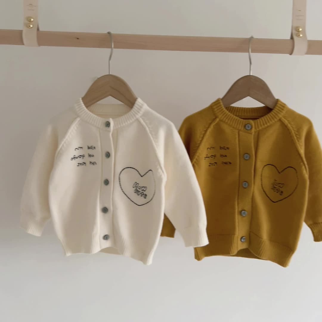 Baby Heart and Letter Graphic Knitted Cardigan-kissminis