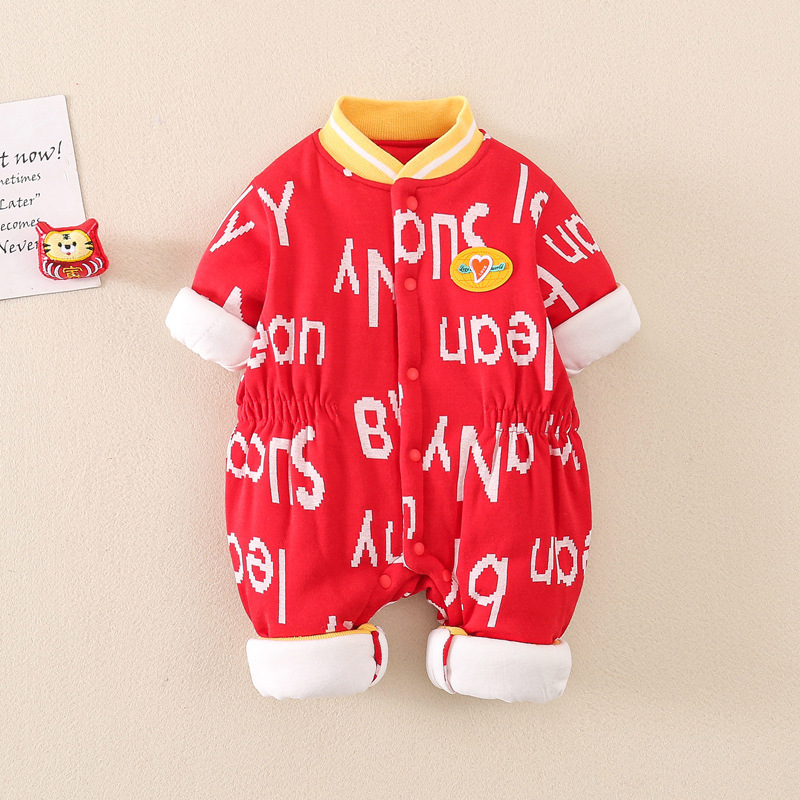 Baby Boy/Girl Letter Print Thin Cotton Long Sleeve Romper-kissminis