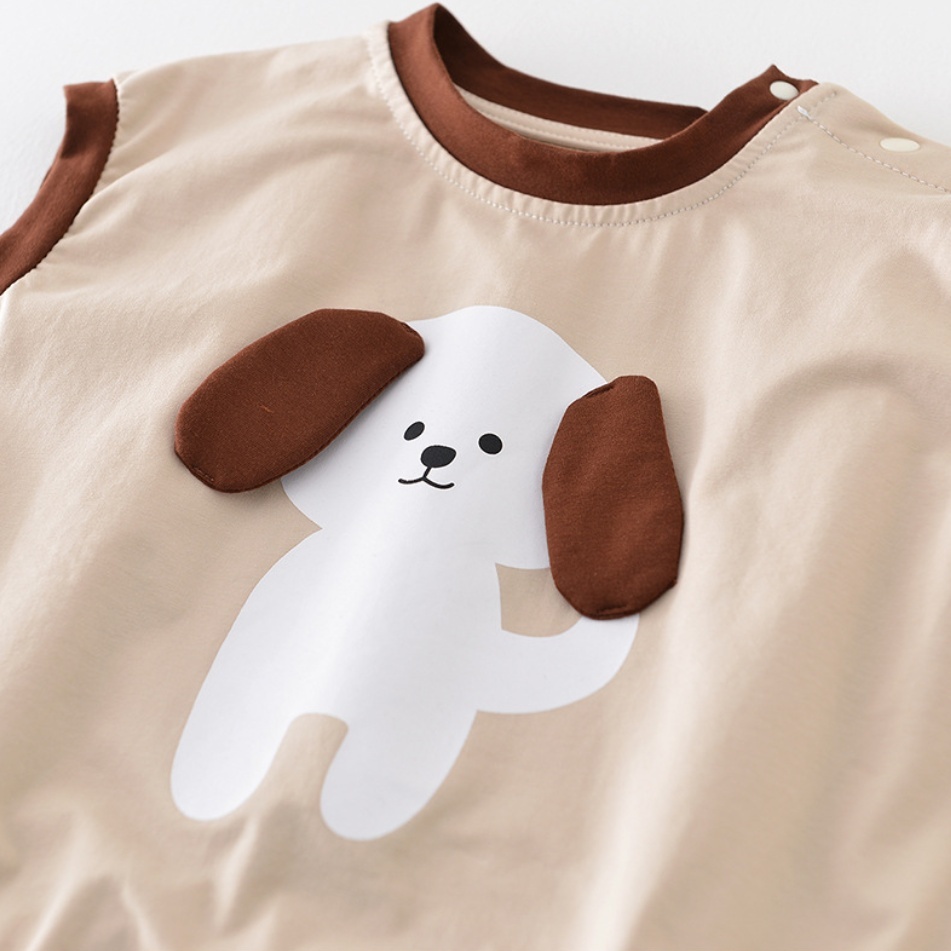 Baby Boy/Girl Puppy Cartoon Bodysuit-kissminis